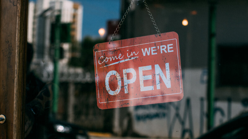 Shop Window with 'Open' signage